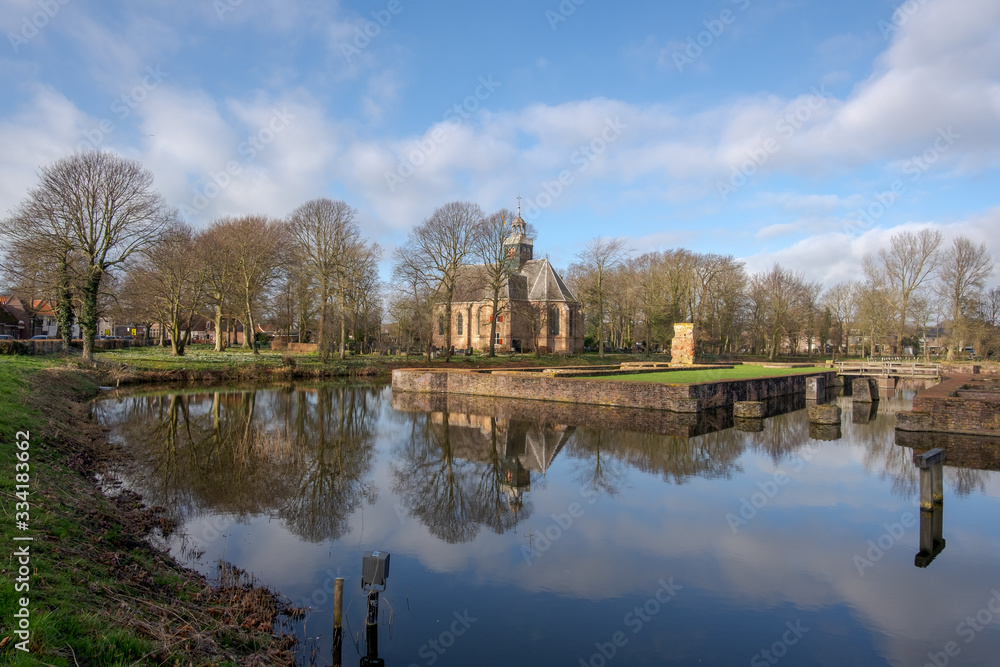 Fototapeta premium View of the ruins of Egmond Castle and the castle chapel