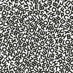 Papier peint photo Noir et blanc patrons Alphabet lettres latines noires tendance  © ExpressVectors
