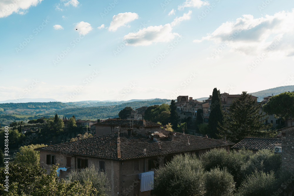 Panoramic view over the landscape of Tuscany from the hill town of Montepulciano