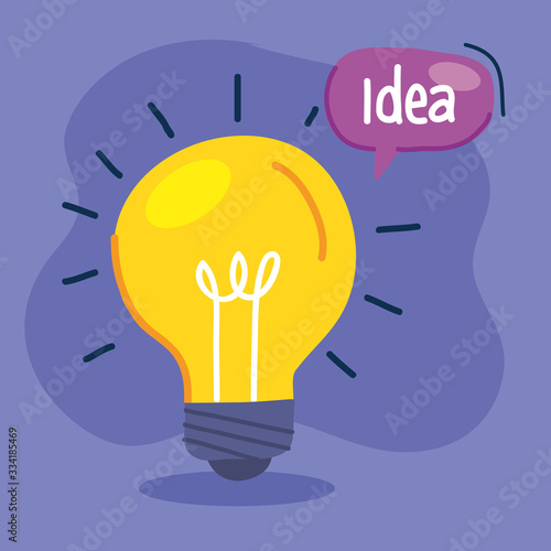 light bulb idea creative in purple background vector illustration design