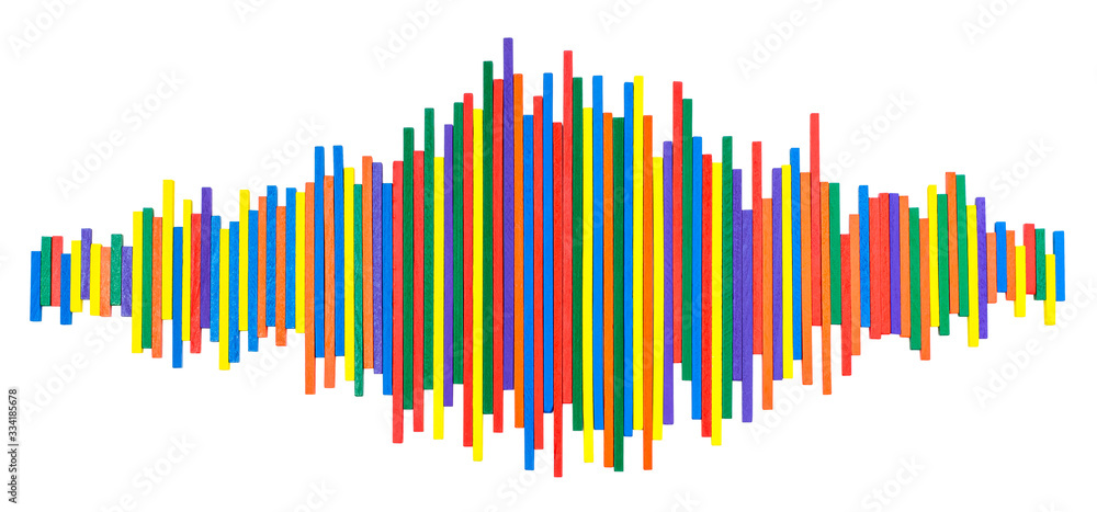 Sound spectrum from multi-colored sticks isolated on a white background Sound spectrum from multi-colored sticks isolated on a white background