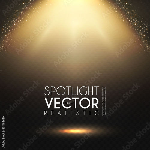 Spotlight. Transparent light effect. Show design. Light source. Empty scene.