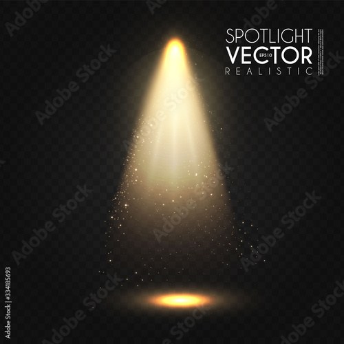 Spotlight. Transparent light effect. Show design. Light source. Empty scene.