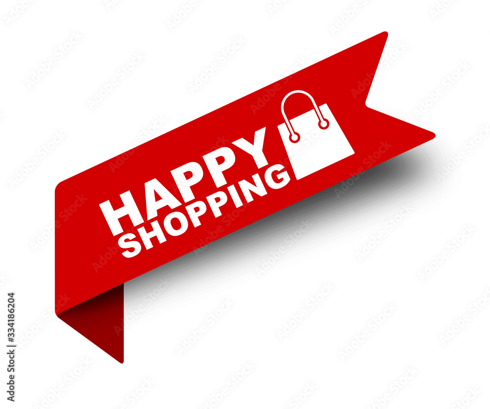 red vector illustration banner happy shopping red vector illustration banner happy shopping