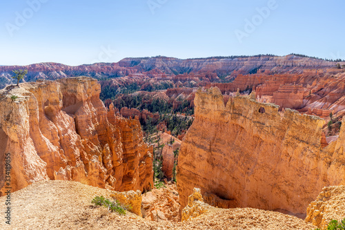 View of amazing hoodoos sandstone formations in scenic Bryce Canyon National Parkon on a sunny day. Utah, USA © Artem