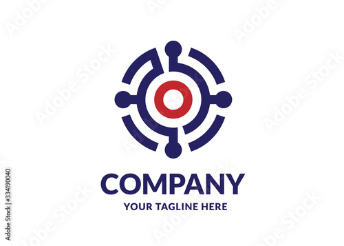 creative simple abstract circle link connected technology data vector illustration