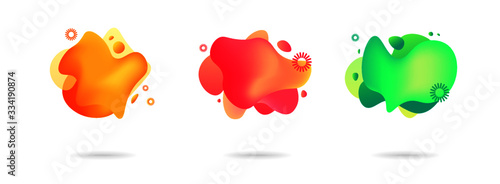 Set of abstract gradient modern graphic elements. Banners with flowing liquid shapes. Logo, flyer, presentation, invitation, card template. Vector illustration.