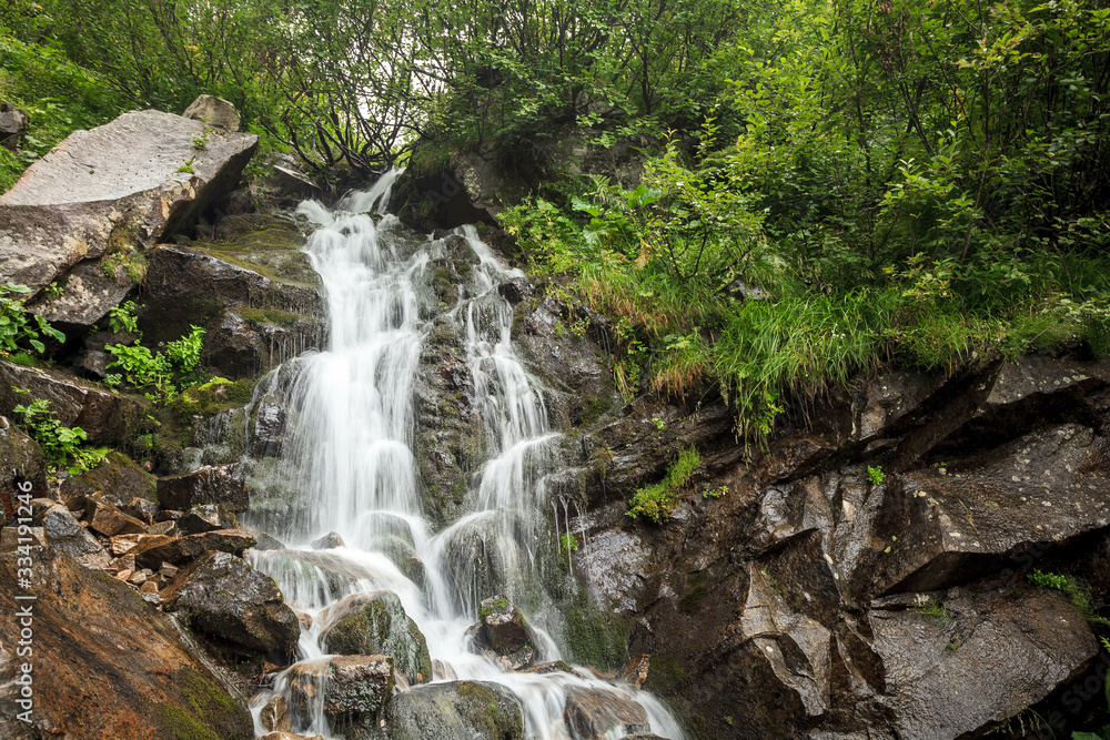 waterfall in mountains Ukrainian Carphatian