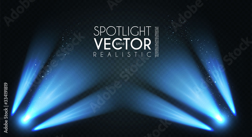 Spotlight. Transparent light effect. Show design. Light source. Empty scene.
