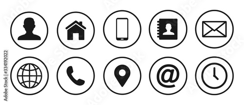 Contact icons set, vector illustration