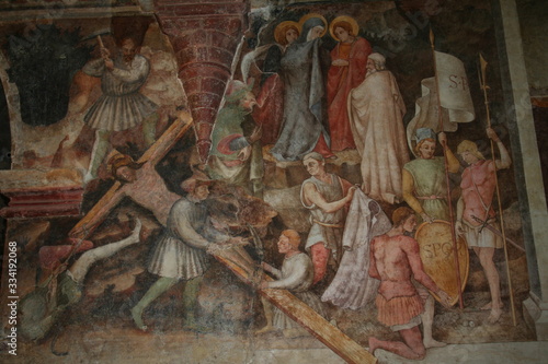 Castell'Arquato, Italy: mural paintings in the main church of the city