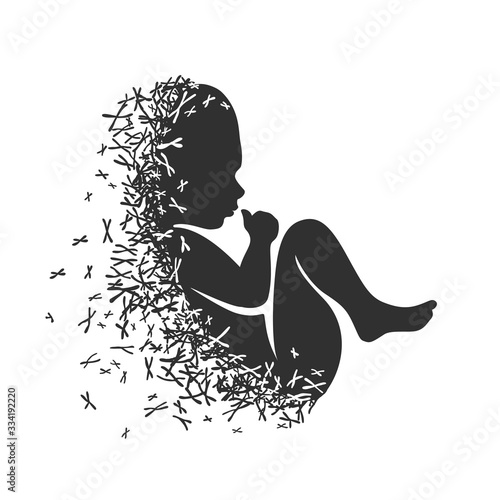 Newborn silhouette. Baby symbol black on white