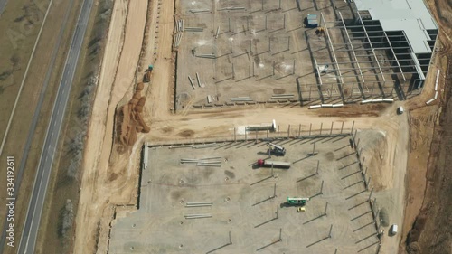 aerial view of construction of new battery warehouse in central europe, for production of electric cars, hyundai czech nosovice 24.03.2020 photo