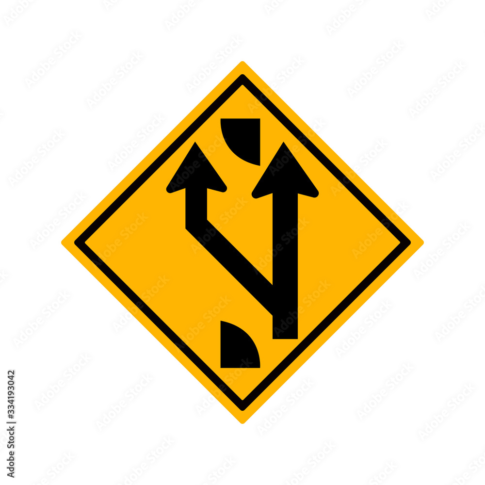 Indicating a forked road ahead Traffic Road Sign,Vector Illustration, Isolate On White Background,Symbols, Label. Indicating a forked road ahead Traffic Road Sign,Vector Illustration, Isolate On White Background,Symbols, Label.