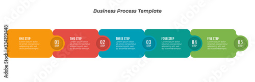 Business Infographic label design with number options. Process with 5 step, option. Vector template.