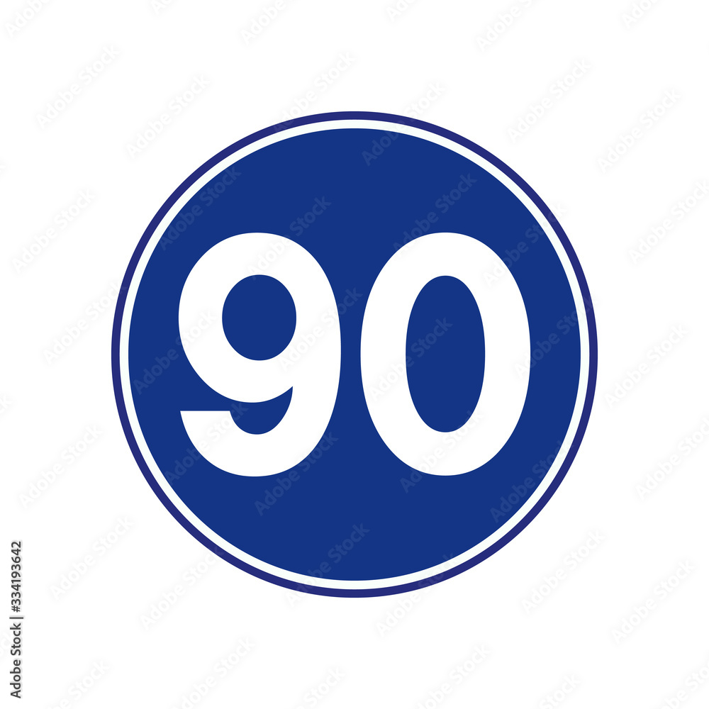 Speed Limit 90 Traffic Sign,Vector Illustration, Isolate On White Background Label. Speed Limit 90 Traffic Sign,Vector Illustration, Isolate On White Background Label.