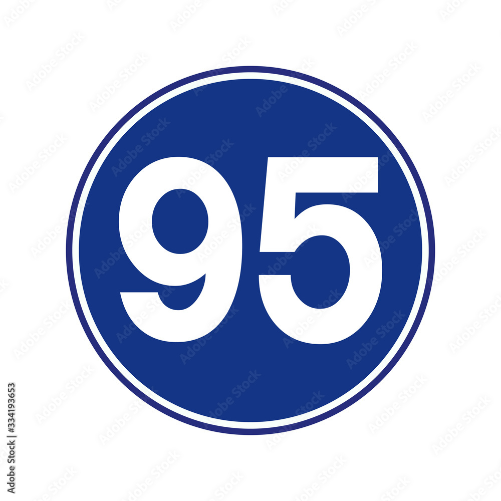 Speed Limit 95 Traffic Sign,Vector Illustration, Isolate On White Background Label. Speed Limit 95 Traffic Sign,Vector Illustration, Isolate On White Background Label.