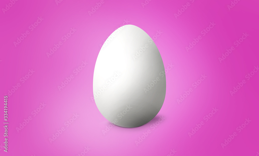 White Easter egg on pink pastel background. Happy Easter concept. 