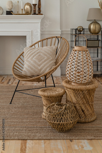 wicker chair in the living room