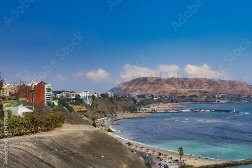 Barranco district in Lima Peru on the ocean coast