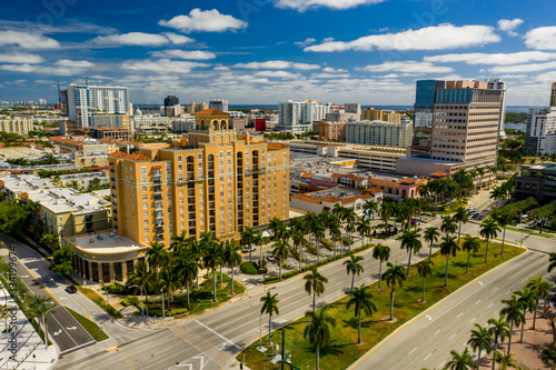 Aerial image Downtown West Palm Beach Florida city scene photo