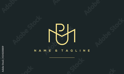 Alphabet letter icon symbol PUM or PU or MPU