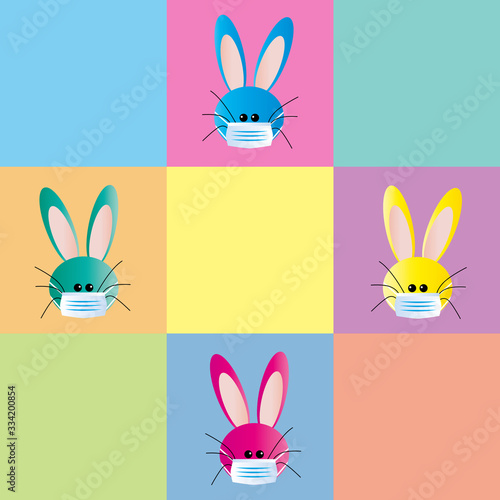 cute corona easter bunnies with masks