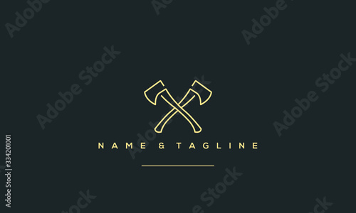 A line art icon logo of a AXE