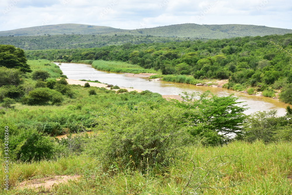 Nzimani river in Hluhluhwe game reserve in South Africa