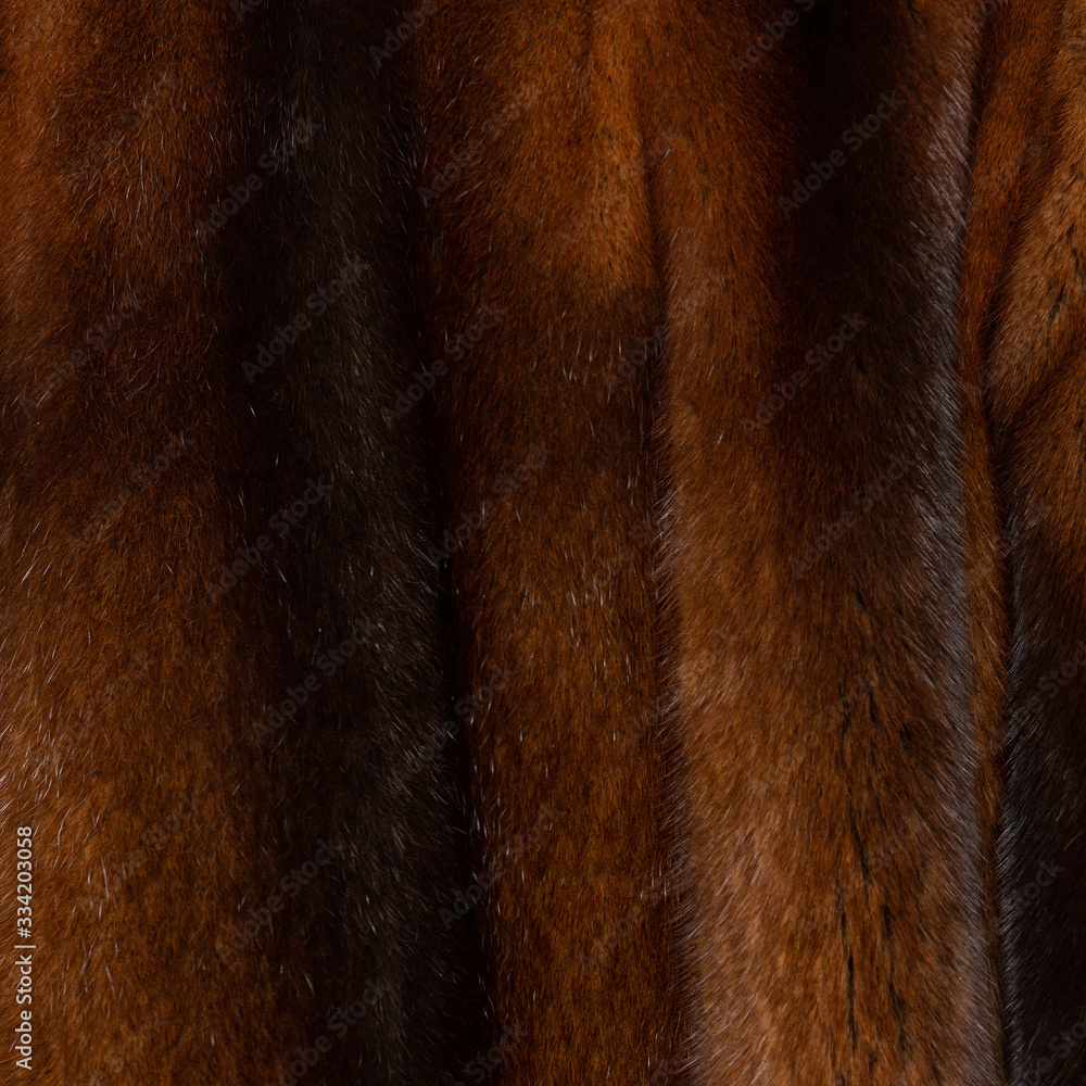 Natural dark brown shiny fur texture with beautiful folds in the form of waves Natural dark brown shiny fur texture with beautiful folds in the form of waves