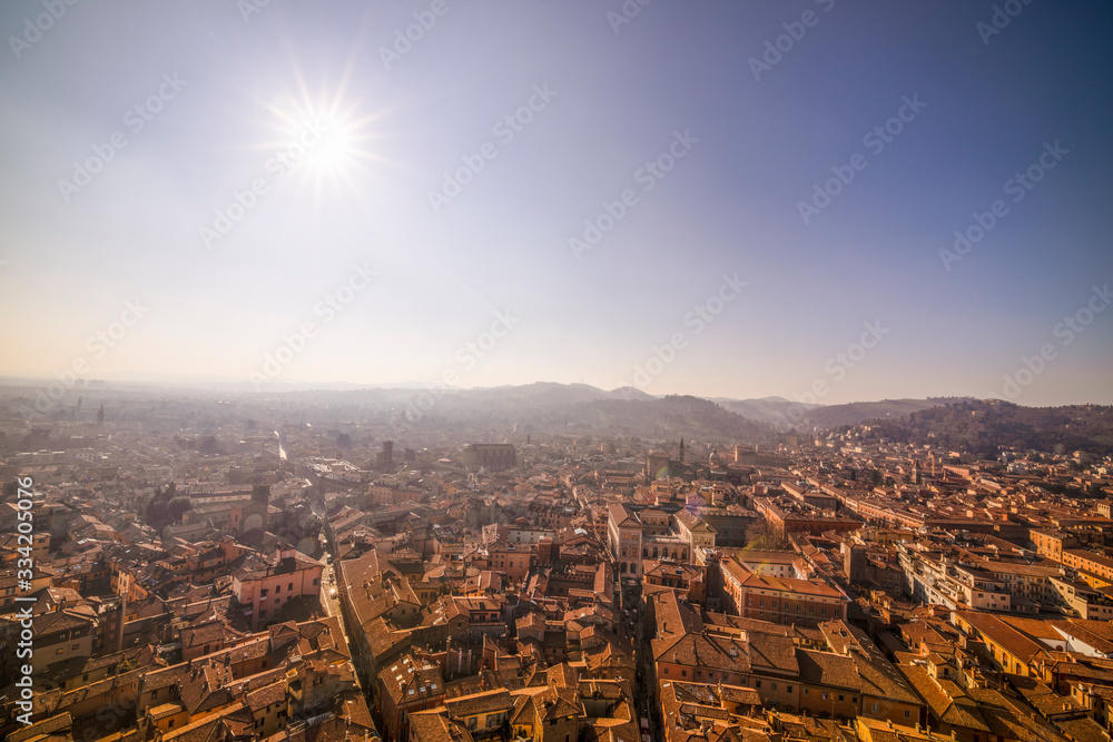Aerial cityscape view from 