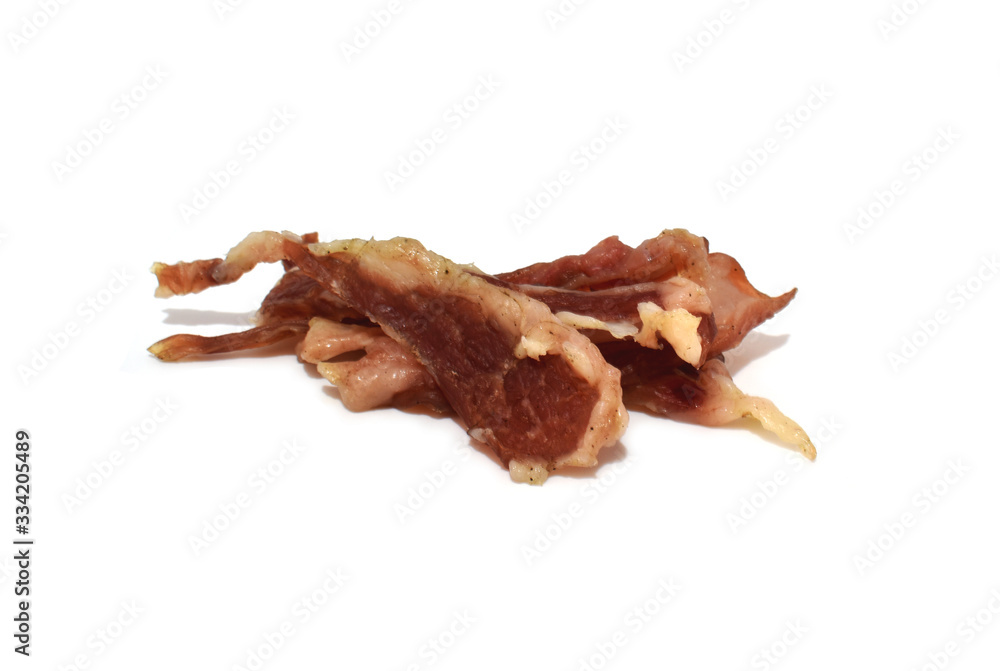 Fototapeta premium Dried pork isolated on a white background. Clipping path