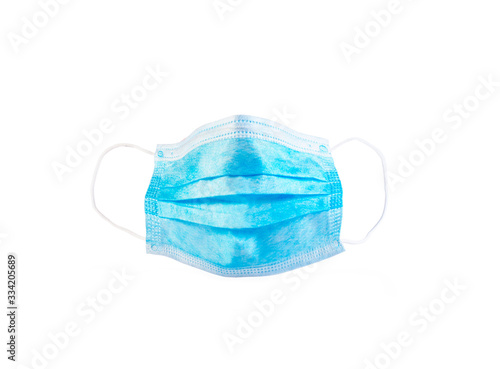Medical surgical ear-loop mask isolated on white background. Coronavirus protection concept.