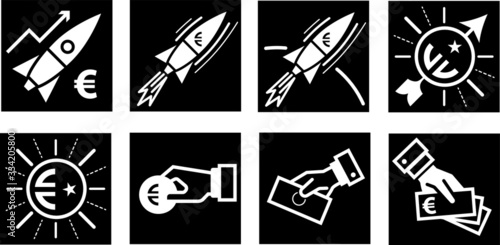 icons mit euro geld von investoren oder als hilfe