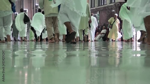 MECCA, SAUDI ARABIA,  August 2019 - Muslim pilgrims from all over the world gathered to perform Umrah or Hajj at the Haram Mosque in Mecca, Saudi Arabia, days of Hajj or Omrah