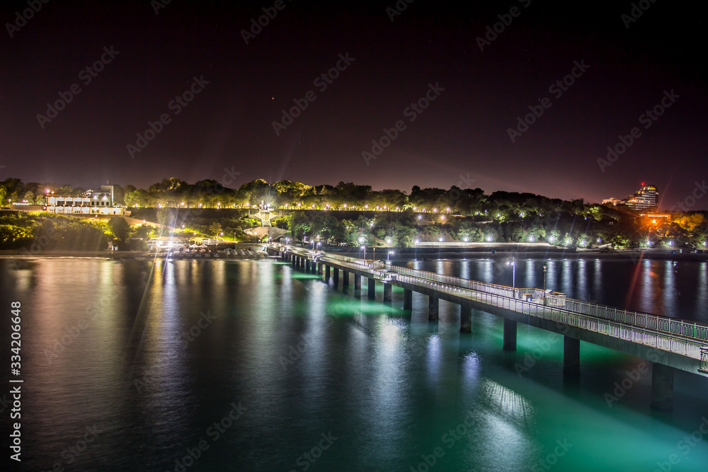Burgas is one of the most vibrant cities in Bulgaria, having a wide public beach and turquoise water.Amazing night view of Burgas pier.Burgas Bulgaria.September 23 2019