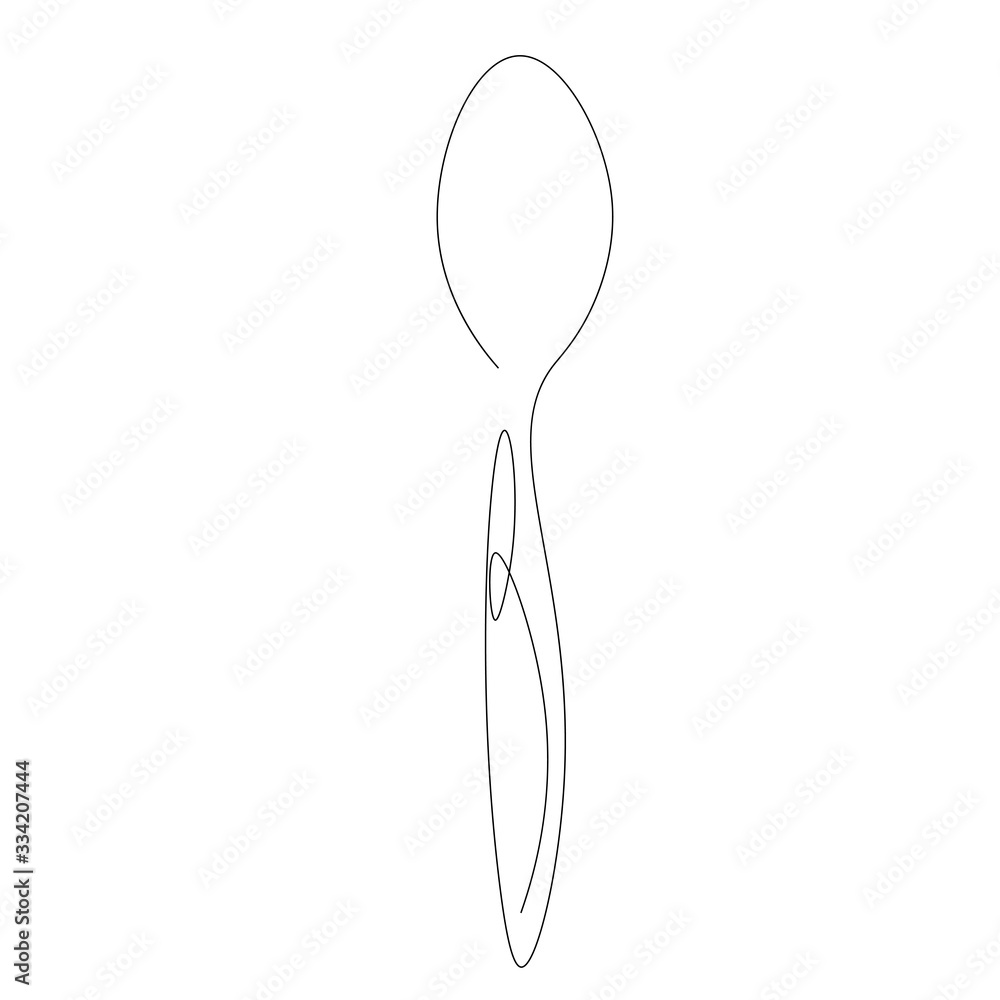 Spoon line drawing silhouette. Vector illustration Spoon line drawing silhouette. Vector illustration