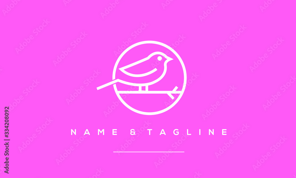 a line art icon logo of a minimal Bird logo on a branch a line art icon logo of a minimal Bird logo on a branch