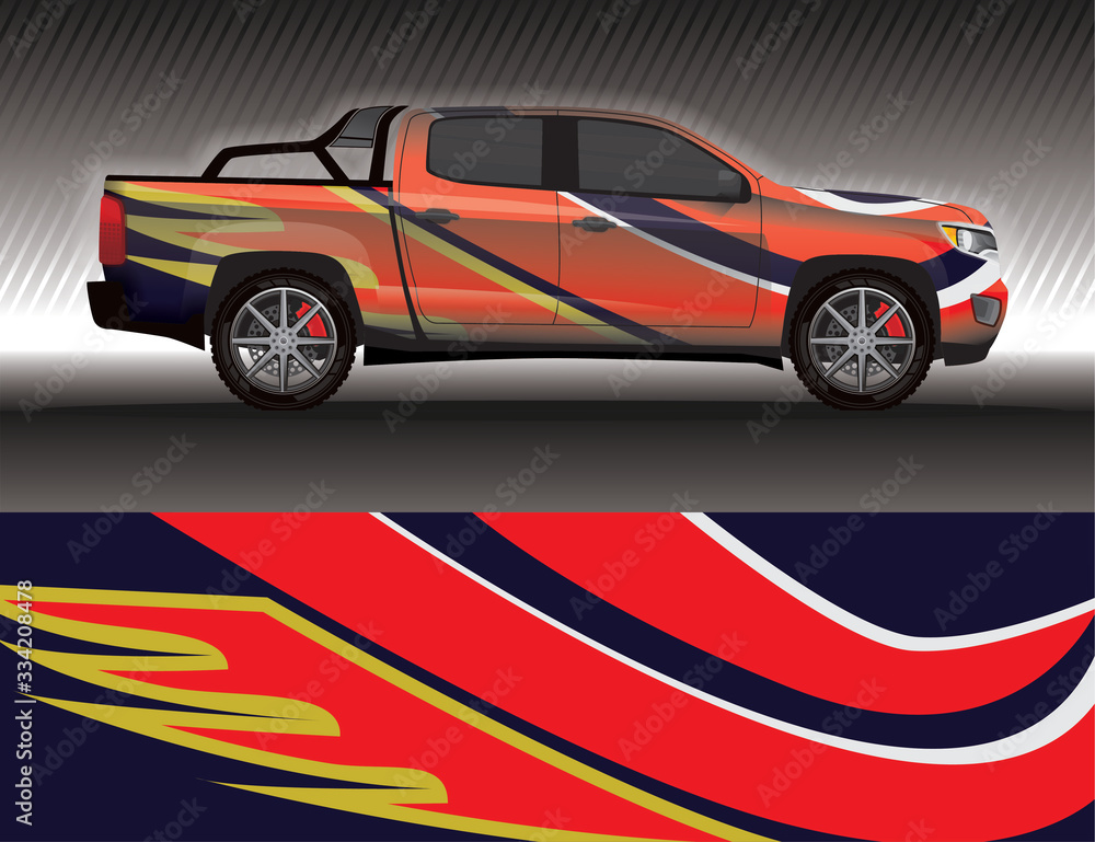 Car livery wrap decal, rally race style vector illustration abstract background