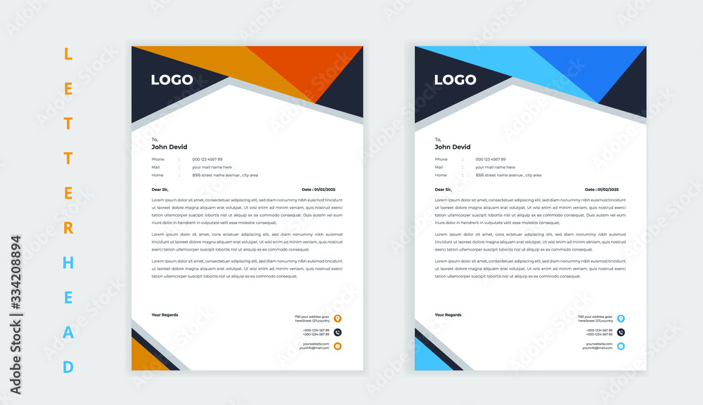 Corporate business style elegant shape letterhead design Corporate business style elegant shape letterhead design
