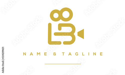 Alphabet letter icon logo LB in film shape 