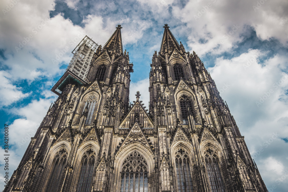 Cologne Cathedral in Cologne, Germany. Details of the facade.