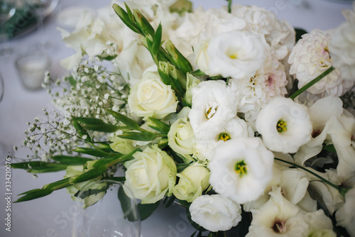 wedding bouquet of flowers on table