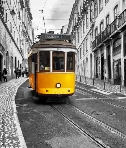yellow old tram