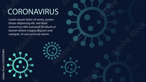 Coronavirus, covid 19 banner. Corona virus information banner or background. Coronavirus, covid template, pattern with virus icons. Abstract background, template. Vector illustration