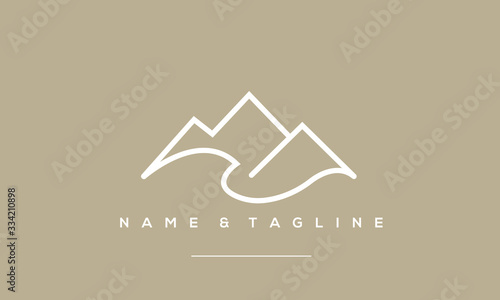 A line art icon logo of a minimal mountain, peak, summit photo