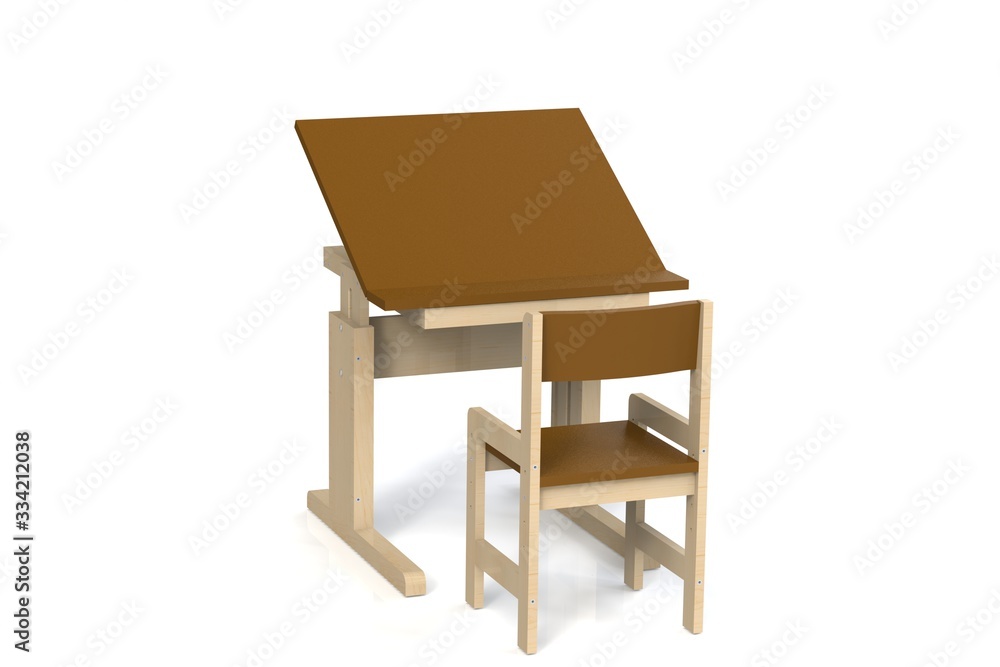 Children's small wooden table and chair. Children's small wooden table and chair.