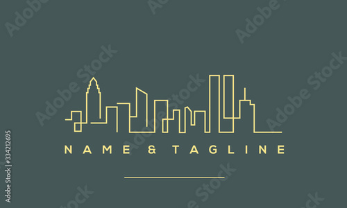 A line art icon logo of a skyline.