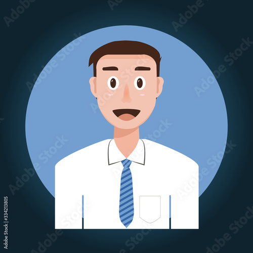 A man with a good personality is smiling who works as a staff in the office.
