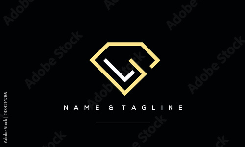 alphabet letter icon logo GL or LG in a diamond shape